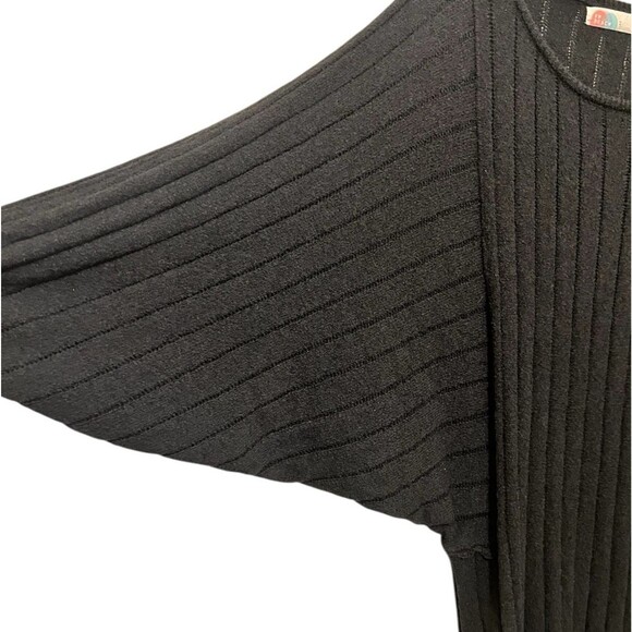 FP BEACH Black Ribbed Knit Sweater Dress Beach Cover-Up Dolman Sleeve Boho Large - Picture 3 of 8